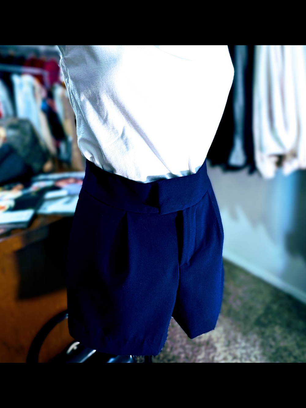 a new day Navy High-Waist Pleated Shorts